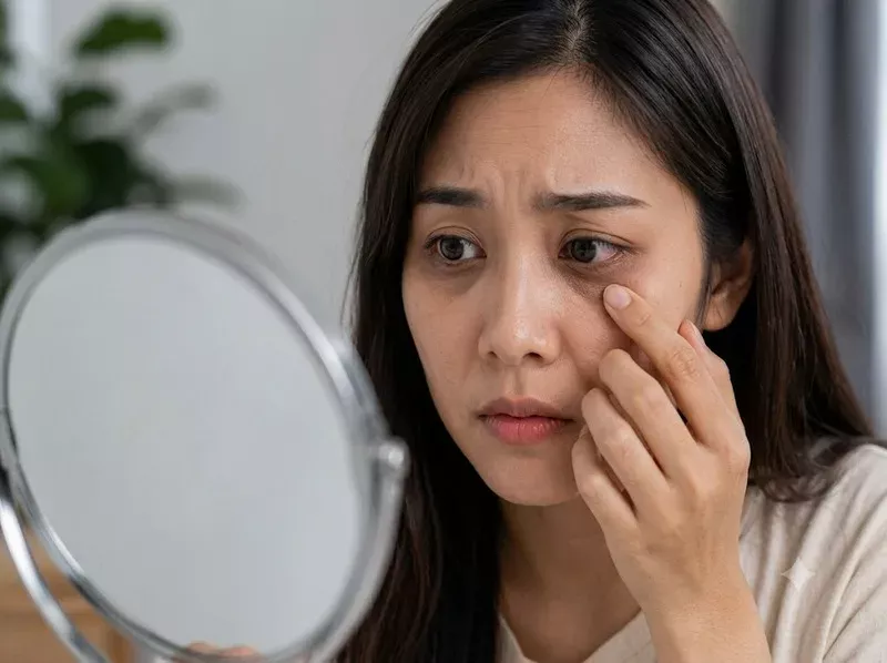 Quầng thâm mắt có thể xuất hiện do thiếu ngủ, dị ứng hoặc tăng sắc tố