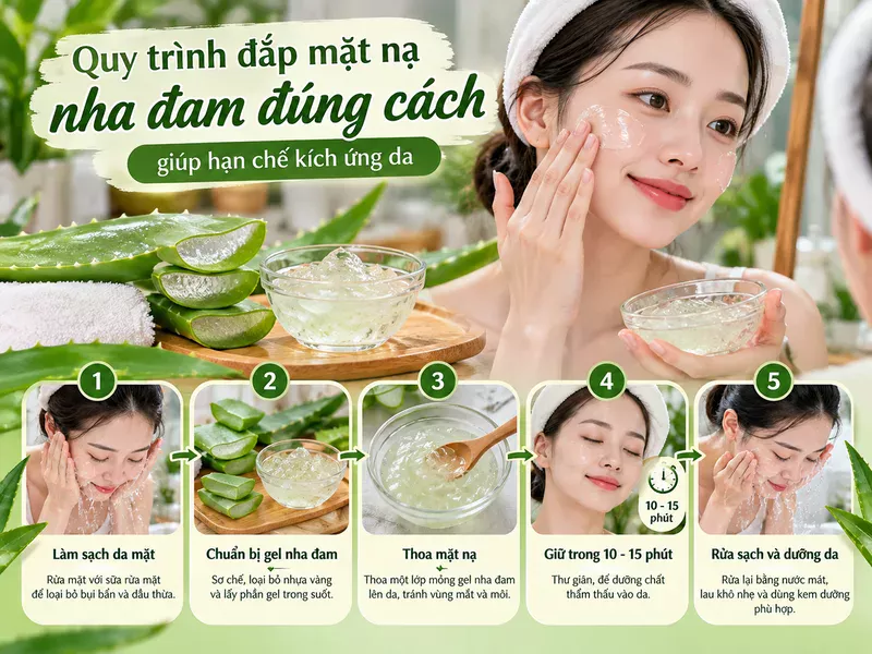 Quy trình đắp mặt nạ nha đam đúng cách giúp hạn chế kích ứng da